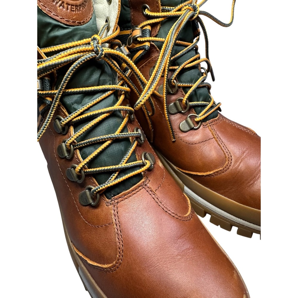 Timberland Courmayeur Valley Waterproof Winter Boots Brown Green Faux Fur Lining - Picture 4 of 11